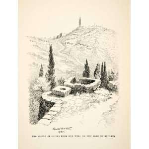  1924 Print Mount Olives Water Well Bethany Jerusalem 