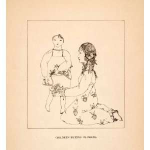  1919 Lithograph Pamela Bianco Children Flowers Mother 