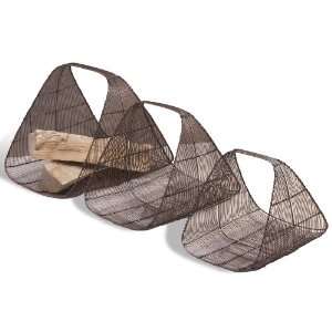 Nolita Contemporary Modern Metal Woven Mesh Baskets  Antique Bronze