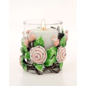  G. Daniel Climbing Rose Small Candleholder with Candle 