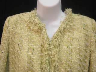 RANDI RAHN Green Tweed Blazer Jacket Shirt Top Set Sz M  