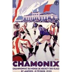  Roger Broders   Chamonix Hockey Giclee on acid free paper 