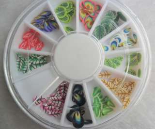   Nail Art Tips Fimo UV Decoration Wheel Leaf shape DIY Slices  