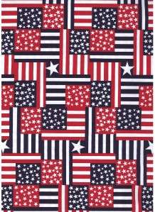 RED WHITE BLUE STAR STRIPE PATCH~ Cotton Quilt Fabric  