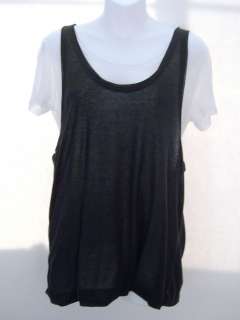 DKNY new black double layer tank top blouse womens S  