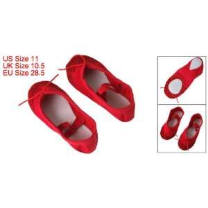   Size 11 Girls Red Canvas Flat Dancing Ballet Shoes