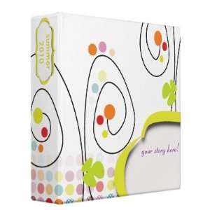  Retro spring flowers with polka dots 3 Ring Binder