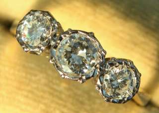 ANTIQUE ART DECO PLATINUM 0.75CT DIAMOND TRILOGY 18CT GOLD RING  