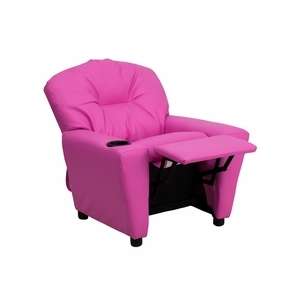 Flash Chair Kids Recliner Hot Pink Vinyl w/ Cup Holder  