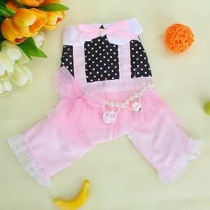  Pink and Black Pet Dog Jumpersuit Clothes Apparel w/ Beads 