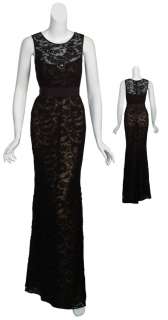 ML by MONIQUE LHUILLIER Sophisticated Black Beaded Lace Evening Gown 