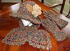 Handmade Crochet Wide Brim Hat Gloves and Scarf Set