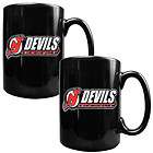   New Jersey Devils NHL 15oz Black Ceramic Coffee Mugs   2pc Mug Set