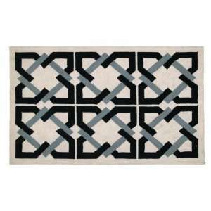  Trina Turk 3 by 5 Feet Hook Rug, Geometric Tile, Black 