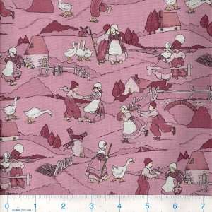  45 Wide Holland Scenes Rose Fabric By The Yard Arts 