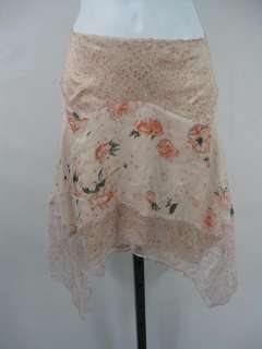 NEW TRUE MEANING Pink Flower Silk Chiffon Skirt 8 $60  