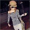 Fashion Lady Girl Stripes Top One Shoulder T shirt Sexy Long Sleeve 