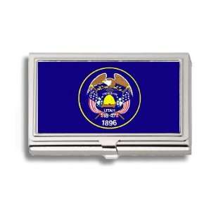  Utah State Flag Business Card Holder Metal Case Office 