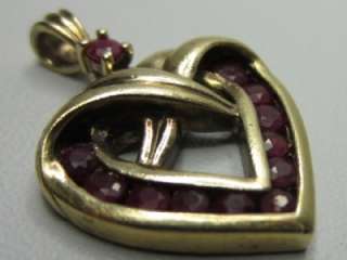 Vintage Sterling Silver Vermeil Ruby Heart Charm or Pendant  