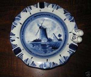 Signed # 303 Delft Ashtray w/ Holland Shoes & Windmill  