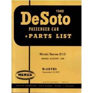  1949 DESOTO S13 Series Parts Book List Guide Catalog Automotive
