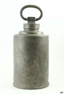 FINE EARLY 1800s PEWTER ANIMAL ENGRAVING WATER CARRIER  