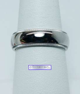   Tiffany & Co. Platinum 6mm Milgrain Wedding Band Estate Jewelry  