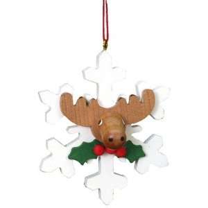  Christian Ulbricht Elk on White Snowflake Ornament