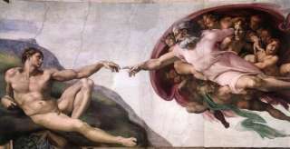 Creation of Adam Michelangelo Buonarroti oil repro  