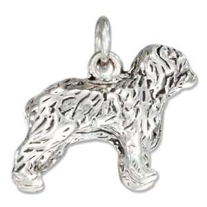   Silver Three Dimensional Old English Sheepdog Dog Charm. Jewelry