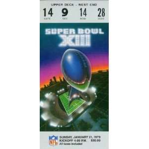 Super Bowl 13 Ticket January 21, 1979 