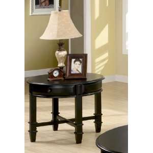  Modern Style Round End Table With Storage Drawer And Post Legs 