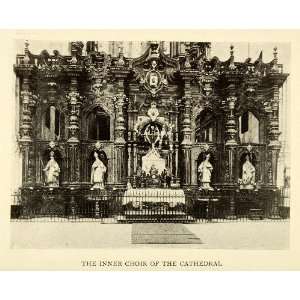  1907 Print Inner Choir Cathedral Cartuja Monastery Granada 