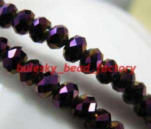 99pcs Faceted Glass Crystal Bead 4x3mm Metal Purple  