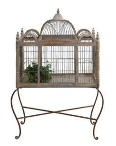 NEW Wire & Wood Birdcage Metal Planter Stand Display  