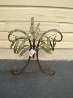 48641 Glass top Lamp Table Stand Metal Base  