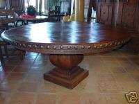 Spanish style Mesquite 6 Round Pedestal Dining Table  