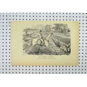  C1850 Jockey Horse Fence Jumping Man Ditch Country