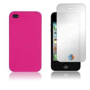 Apple iPhone 4 & 4S   Hot Pink Soft Silicone Skin Case Cover + Mirror 