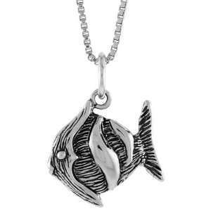   ) Tall Butterfly Fish Pendant (w/ 18 Silver Chain) 