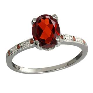   Ct Oval Red Garnet and Cognac Red Diamond 10k White Gold Ring  