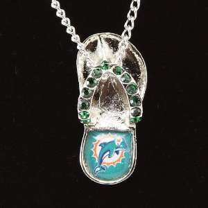 Miami Dolphins Crystal Flip Flop Necklace  Sports 