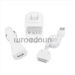 USB AC Wall Charger+Data Cable+Car Charger for iPod Touch iPhone 4 4G 