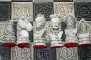   Antique Aztec Mayan Chess Board Set Indian Malachite Pieces?  