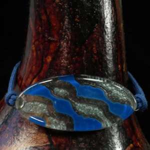  Oval Glass Bracelet   Blue Waters