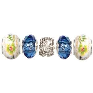  Trinkettes Glass & Metal Beads 5/Pkg Blue Crystal