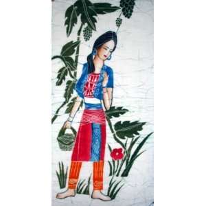   Beautiful Chinese Art Miao Batik Tapestry Miao Girl 