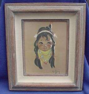 Chris Toffersey Indian Girl Framed Lithograph Picture  