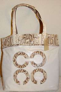 NWT AUTHENTIC COACH AUDREY INLAID PYTHON LEIGH SLIM LEATHER TOTE 