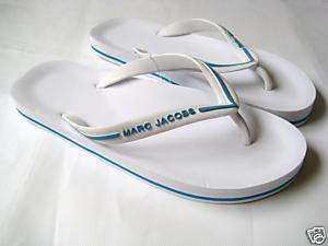 MARC JACOBS White/Blue Flip Flops Slipper Sandals S  